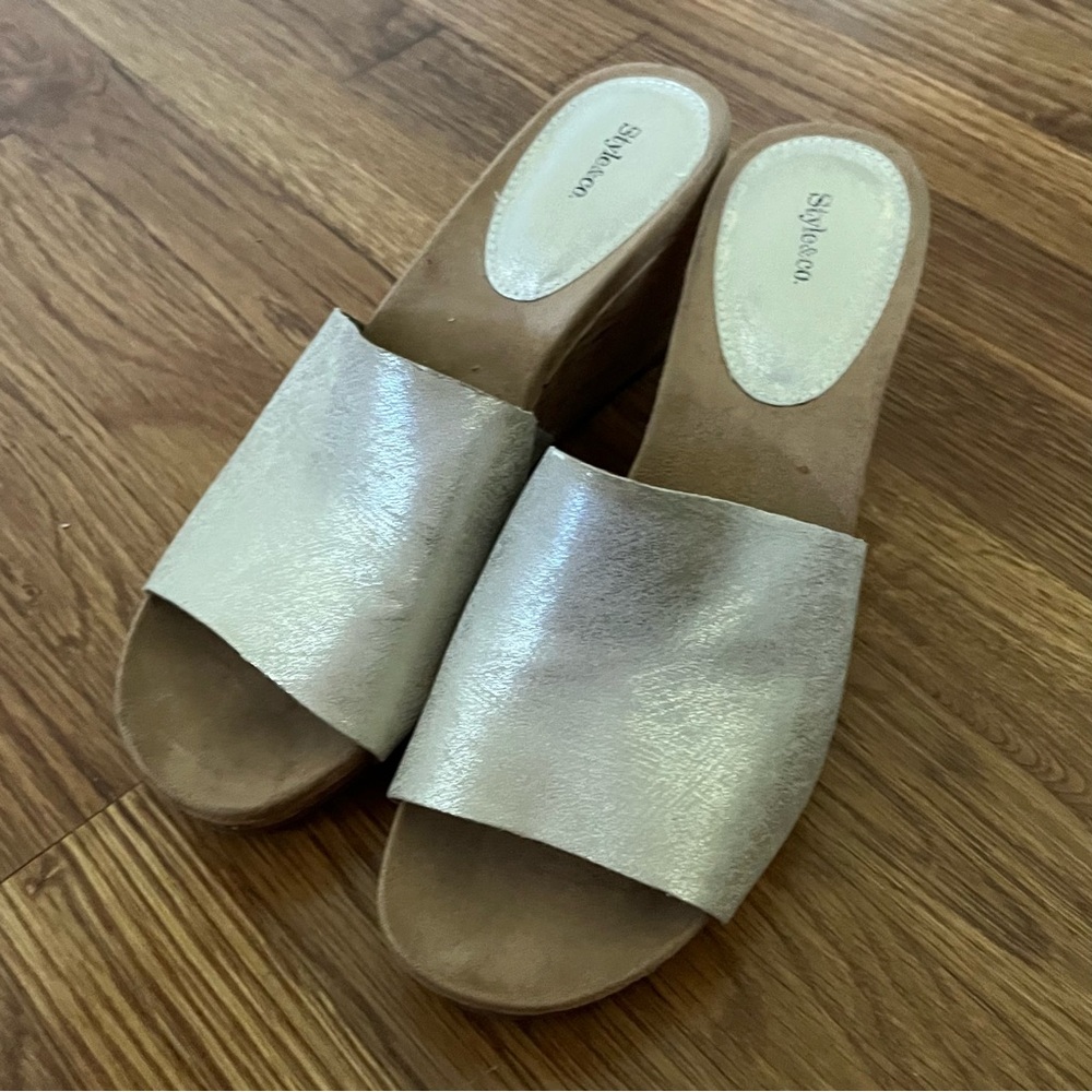 Style & Co. Women's Metallic Wedge Sandals